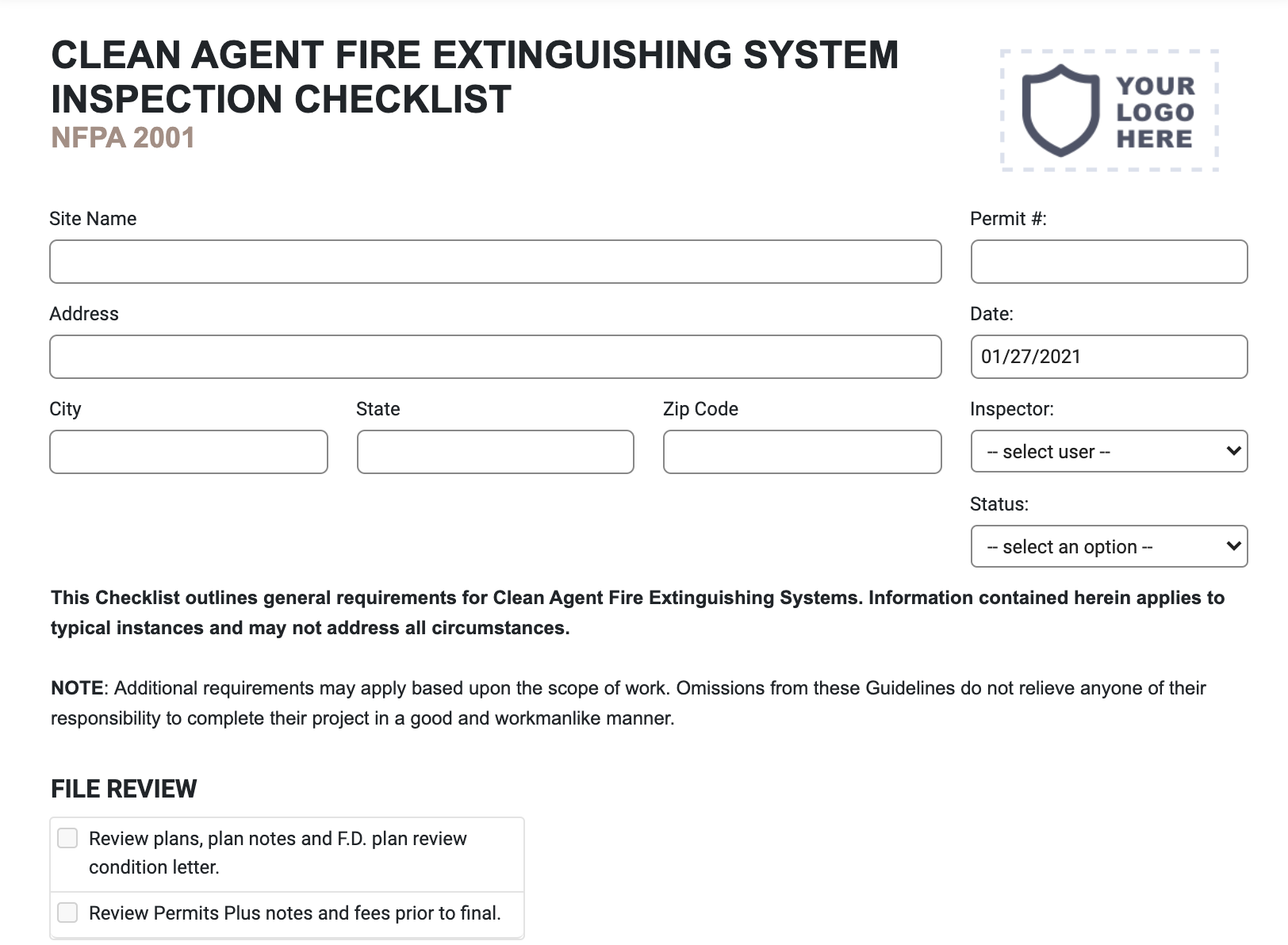 Docspace | Clean Agent Fire Extinguishing System Inspection Checklist ...